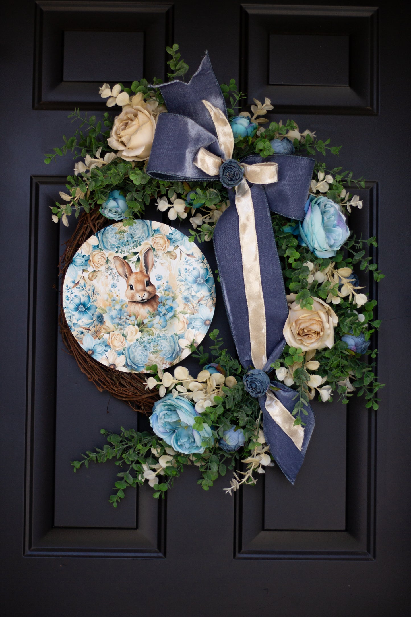 Blue Floral Bunny Swag